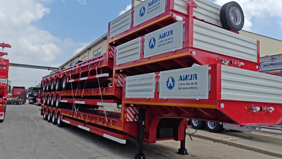 CIMC camión remolque 4 ejes de trabajo pesado Lowboy Semi remolque Semi remolque de lecho bajo