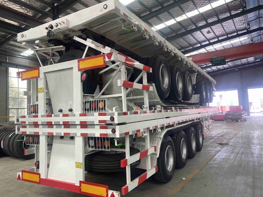 CIMC 40 toneladas 60t 2/3 Eje Chasis de contenedor 20FT 40FT Usado cama plana cuello de ganso Esqueleto Camión remolque de cama plana