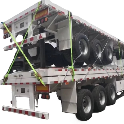 CIMC barata 3 ejes de acero alto Cargo Venta caliente 20ft 40ft Contenedor Chasis con cerradura Bajo Transporte de cubierta plana Semi remolque de cama plana
