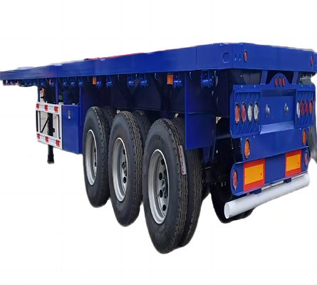 CIMC Venta caliente 3 Eje hecho de hierro de alta calidad 40ft Contenedor Chasis Remolques de automóviles Contenedor de cama plana Semi-remolque de cama plana