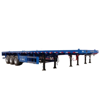 China CIMC remolque de tres ejes para tareas pesadas 20 o 40 pies equipo de suspensión aérea camioneta transportador de carga tanque semi remolque de cama plana