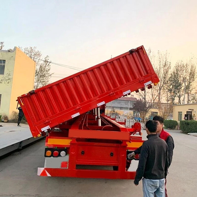 Carga de carga y descarga de carga con remolque lateral triaxil de 70 toneladas