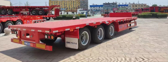 CIMC Q345B Acero 3 ejes 50 a 70 toneladas Contenedor de semirremolque de cama plana