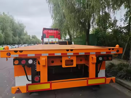 Eje doble longitud de la textura de hierro de 10 a 20 metros de trabajo pesado de baja plataforma de transporte camión semirremolque