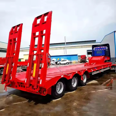 China 3 Ejes 14m Transporte Vehículos pesados Minería Maquinaria forestal Semi remolque de lecho bajo