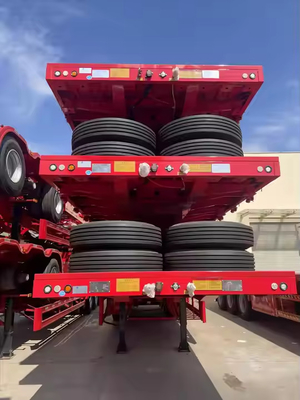 CIMC 40/ 45ft 2 Eje de acero soldado con vigas longitudinales extensibles remolque de cama plana