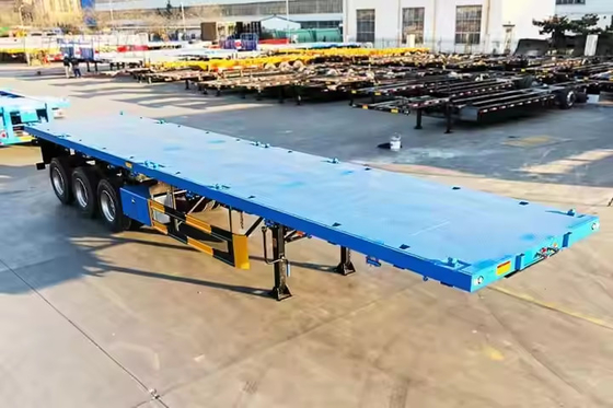CIMC 2/3/4 Ejes 40 pies 12500*2500*1500mm 70 toneladas Capacidad 8-12 juegos Twist Lock Flatbed Deck Trailer