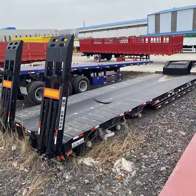 3/4/5 Eje 60-80tonas Carga pesada de cuello de ganso cargador bajo / de cama baja / de cama baja camión remolque camión semirremolques para el transporte de excavadoras